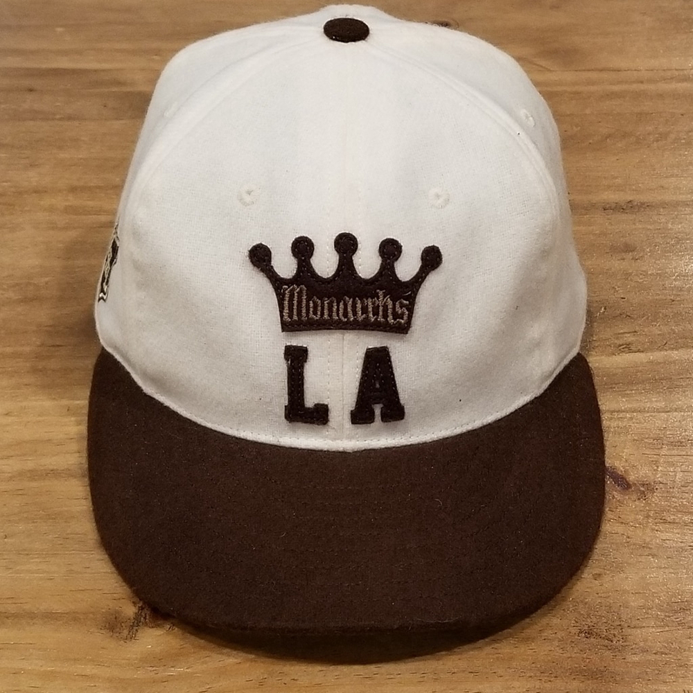 LA Monarchs Hat Size 7 3/8 Ebbets Field Flannels Wool MAde USA Hockey WHL White